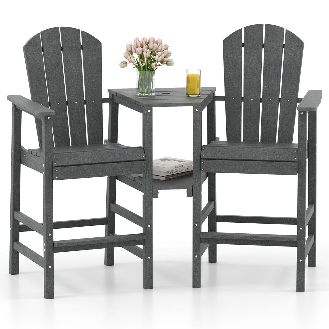 2-Seat Adirondack Chair All-Weather Adirondack Chair with Double Connecting Tray