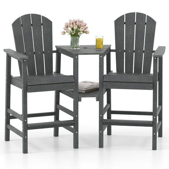 2-Seat Adirondack Chair All-Weather Adirondack Chair with Double Connecting Tray