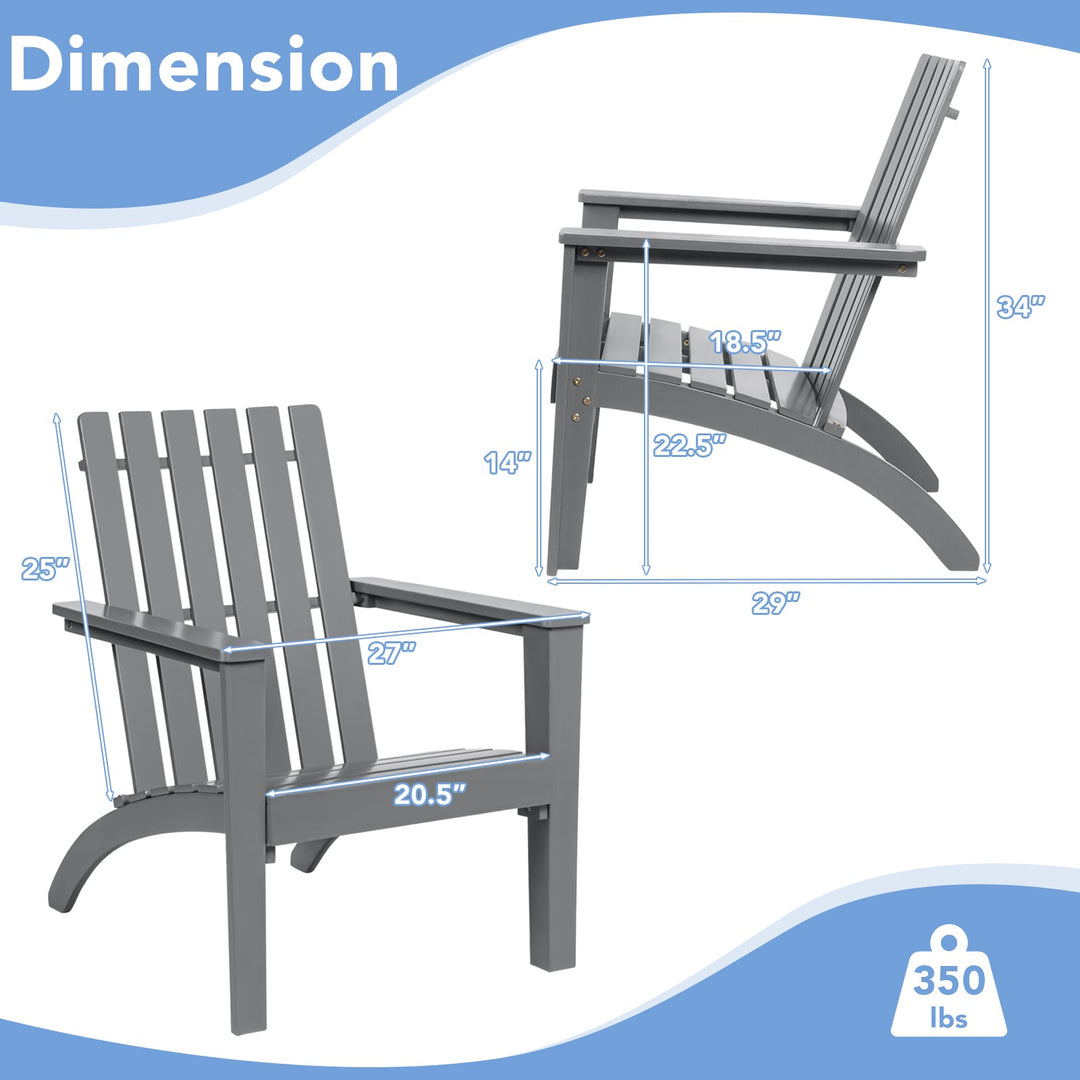 Outdoor Durable Patio Acacia Wood Adirondack Lounge Armchair