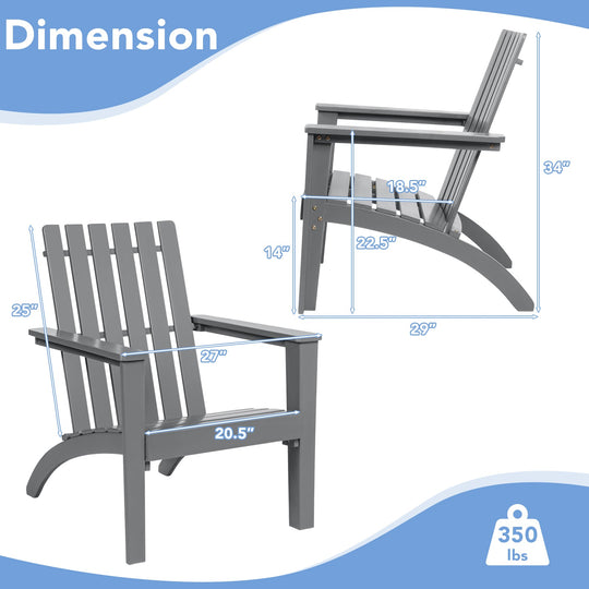 Outdoor Durable Patio Acacia Wood Adirondack Lounge Armchair