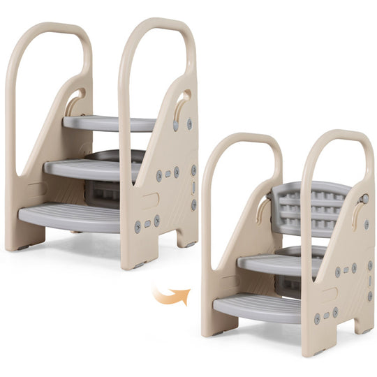 Adjustable 3-Step Helper Stool with Safety Handles and for kids