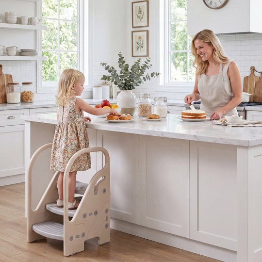 Adjustable 3-Step Helper Stool with Safety Handles and for kids