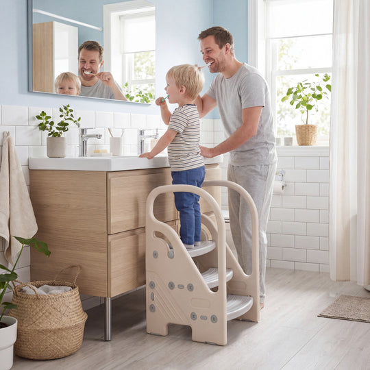 Adjustable 3-Step Helper Stool with Safety Handles and for kids