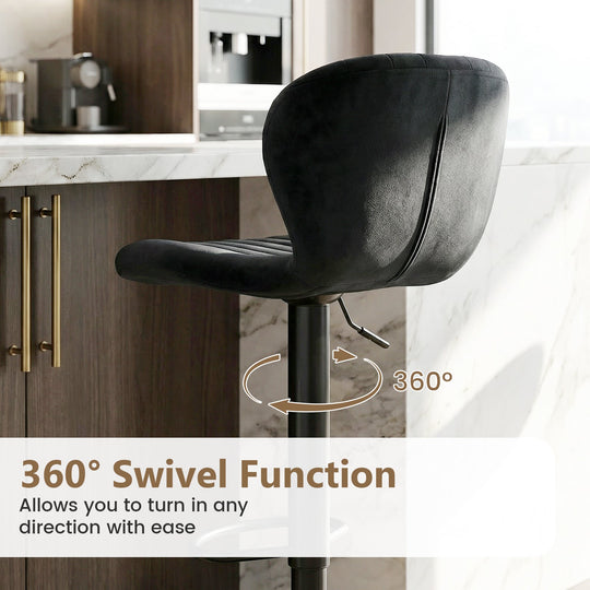 Adjustable Counter Height Chairs Set of 2 with Velvet Upholstered Backrests