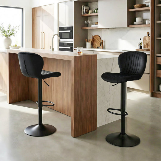 Adjustable Counter Height Chairs Set of 2 with Velvet Upholstered Backrests
