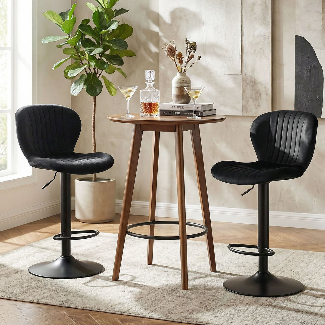 Adjustable Counter Height Chairs Set of 2 with Velvet Upholstered Backrests