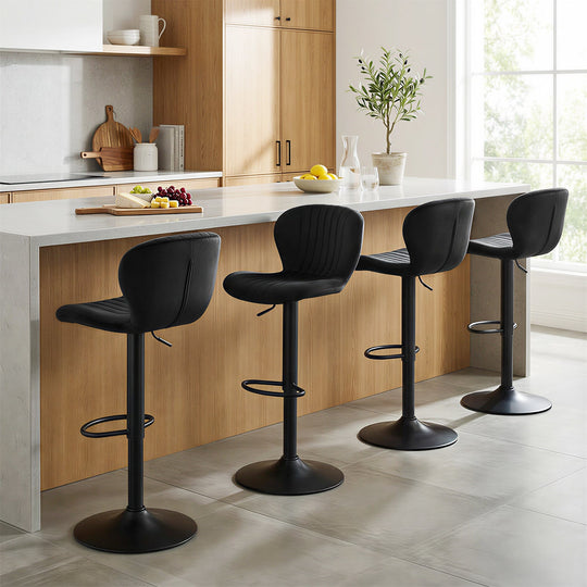 Adjustable Counter Height Chairs Set of 2 with Velvet Upholstered Backrests