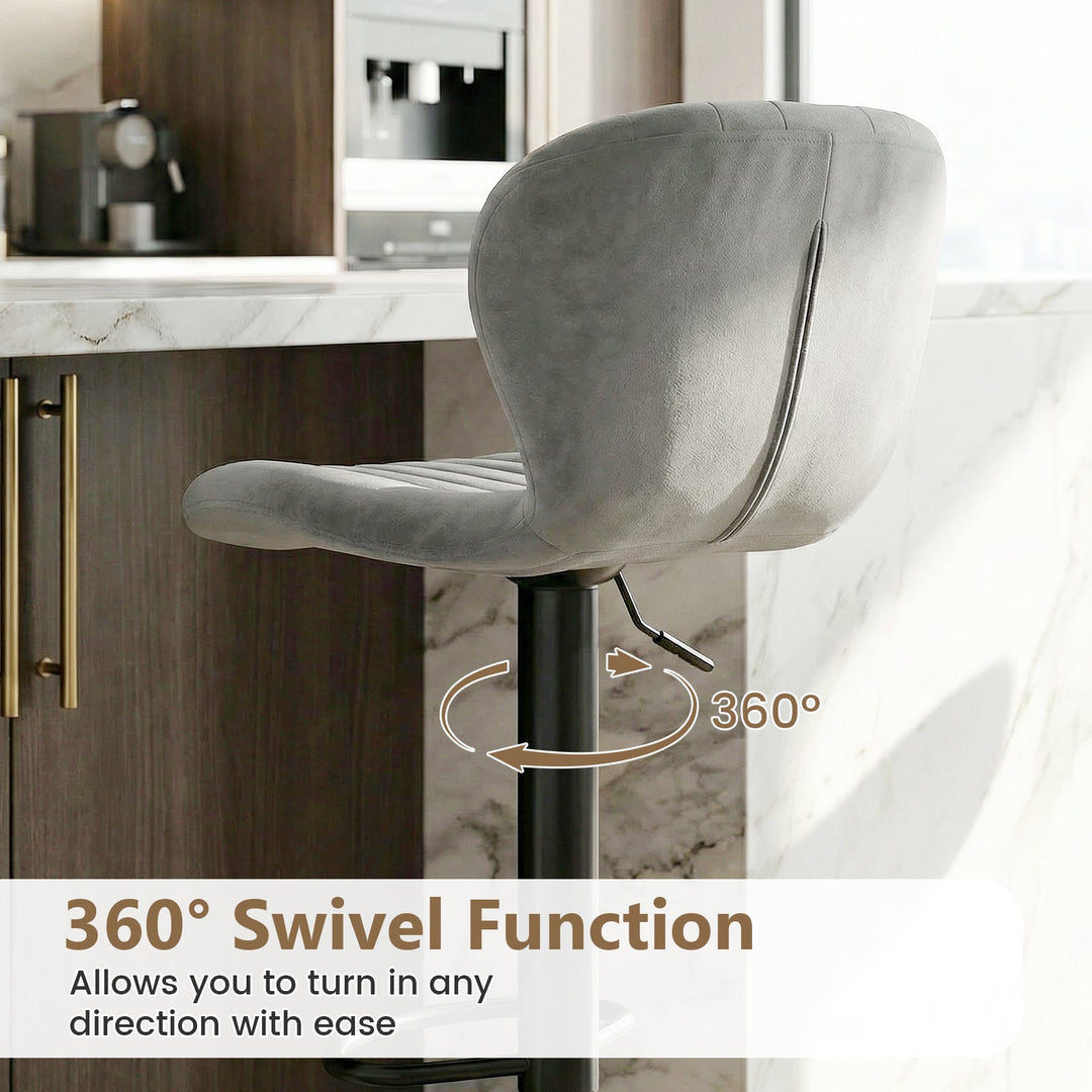 Adjustable Counter Height Chairs Set of 2 with Velvet Upholstered Backrests
