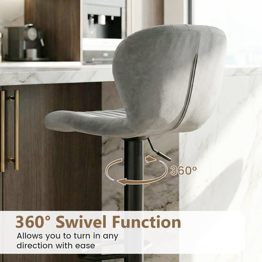 Adjustable Counter Height Chairs Set of 2 with Velvet Upholstered Backrests
