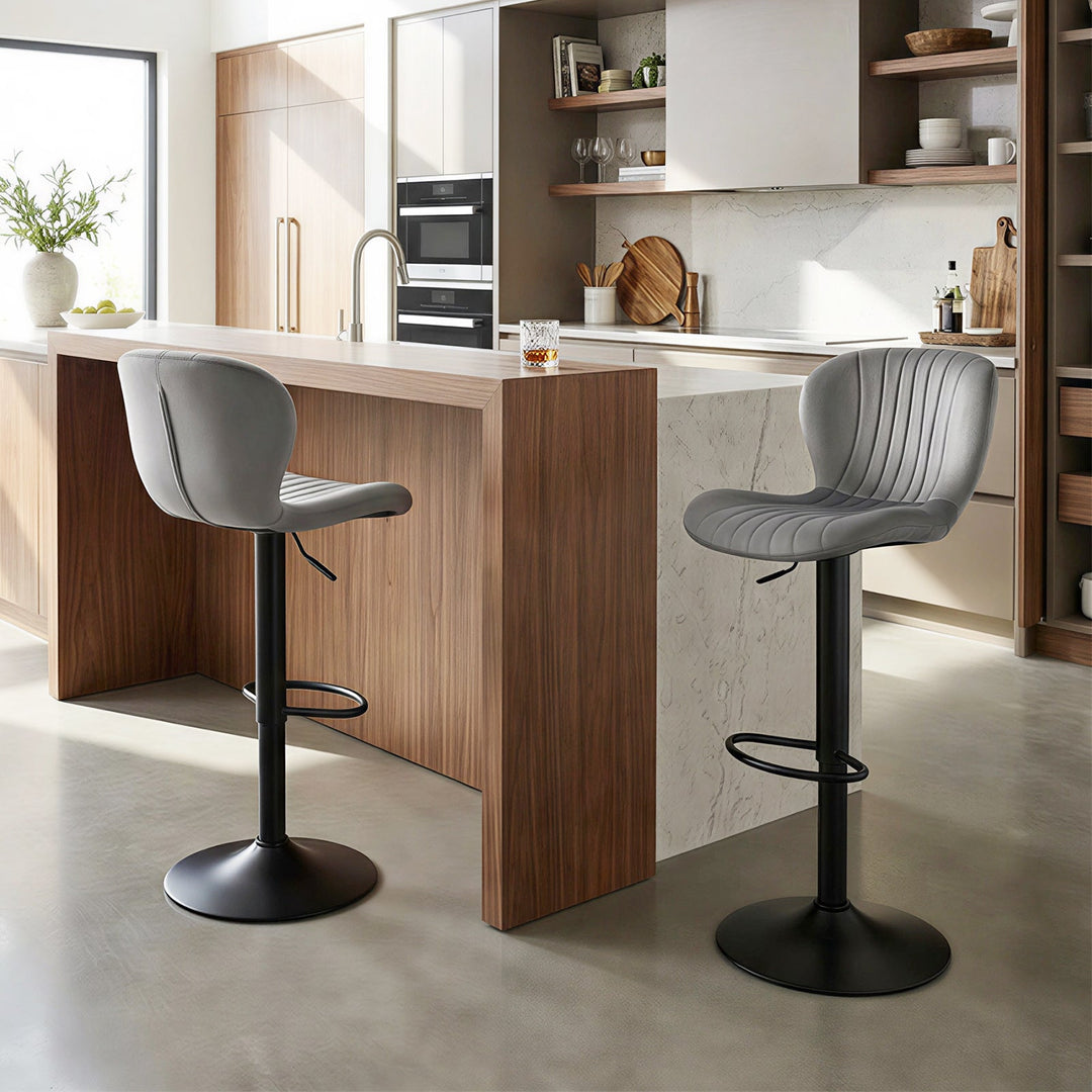 Adjustable Counter Height Chairs Set of 2 with Velvet Upholstered Backrests