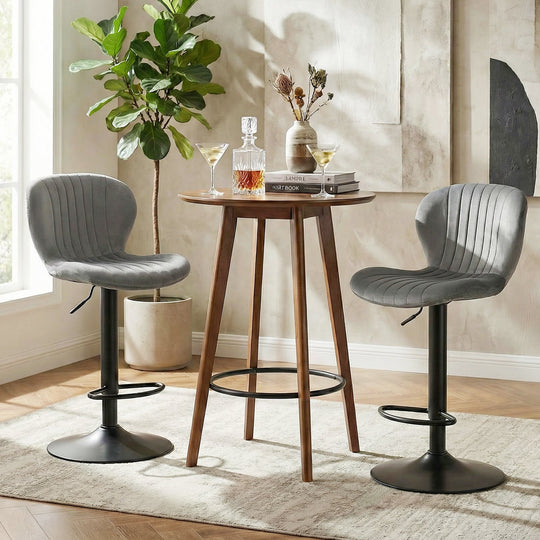 Adjustable Counter Height Chairs Set of 2 with Velvet Upholstered Backrests