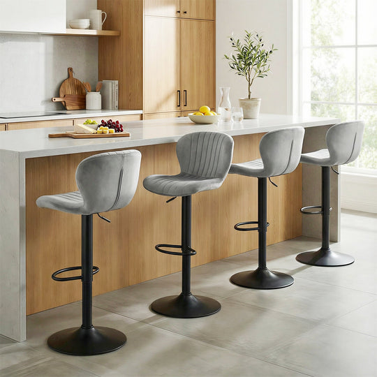 Adjustable Counter Height Chairs Set of 2 with Velvet Upholstered Backrests