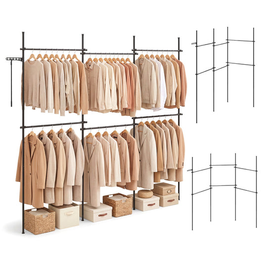 Floor to Ceiling Clothes Rack with 6 Adjustable Hanging Rods