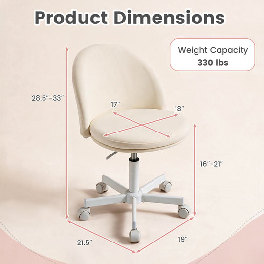 Adjustable Height Ergonomic Makeup Chair with Lumbar Support for Home Office