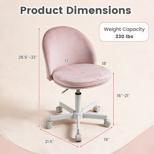 Adjustable Height Ergonomic Makeup Chair with Lumbar Support for Home Office