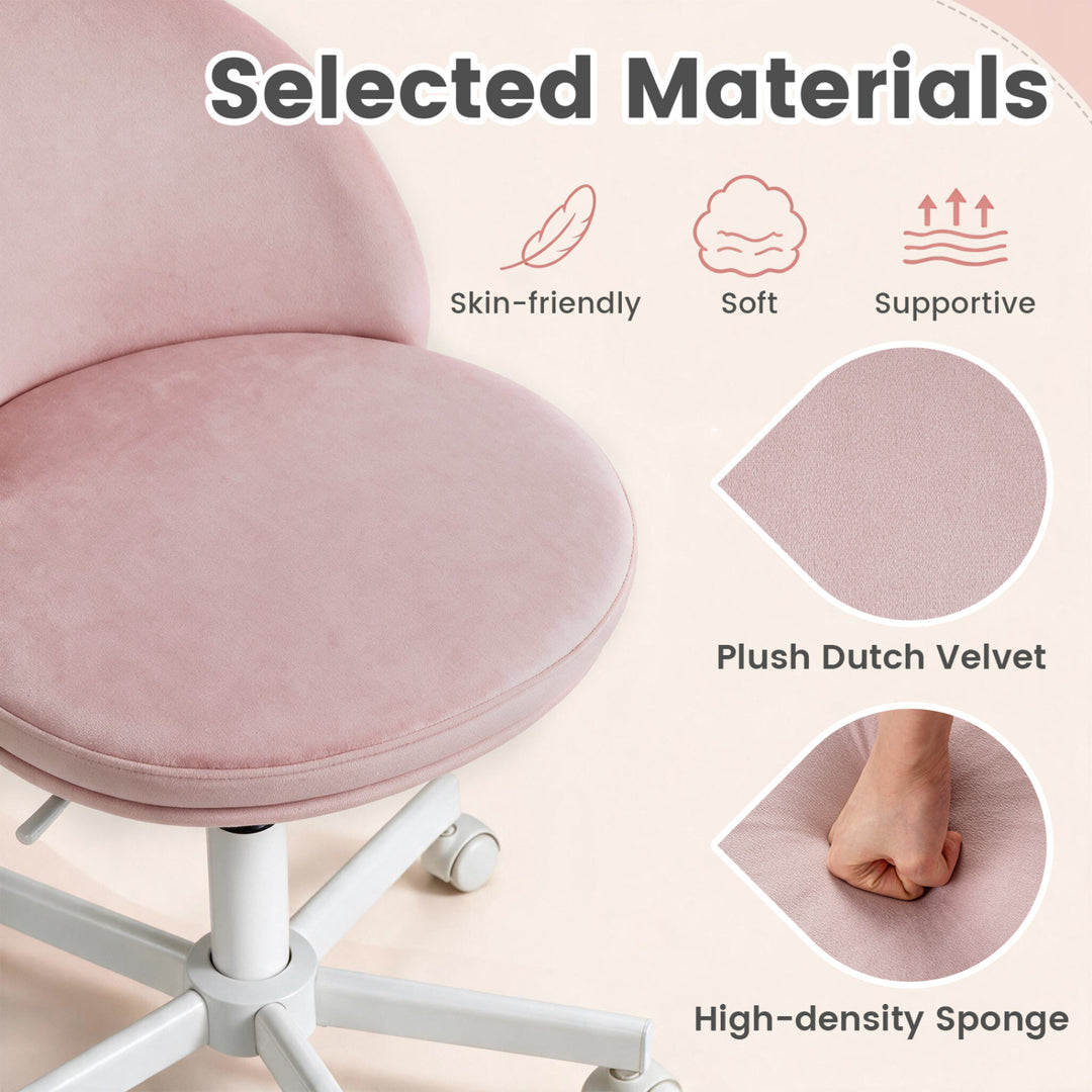 Adjustable Height Ergonomic Makeup Chair with Lumbar Support for Home Office
