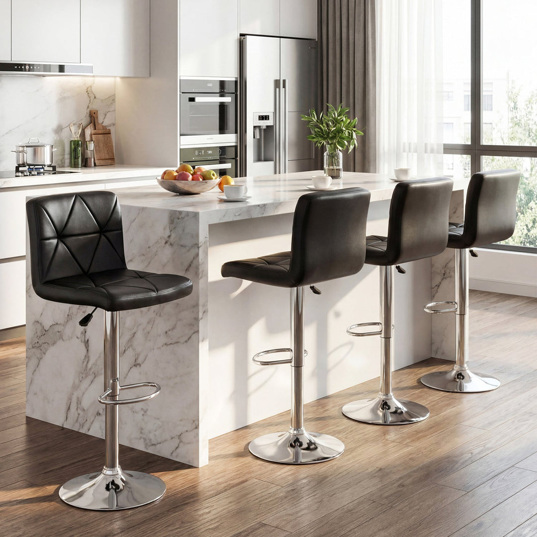 Adjustable Swivel Barstools Set of 2 with Back and Footrest