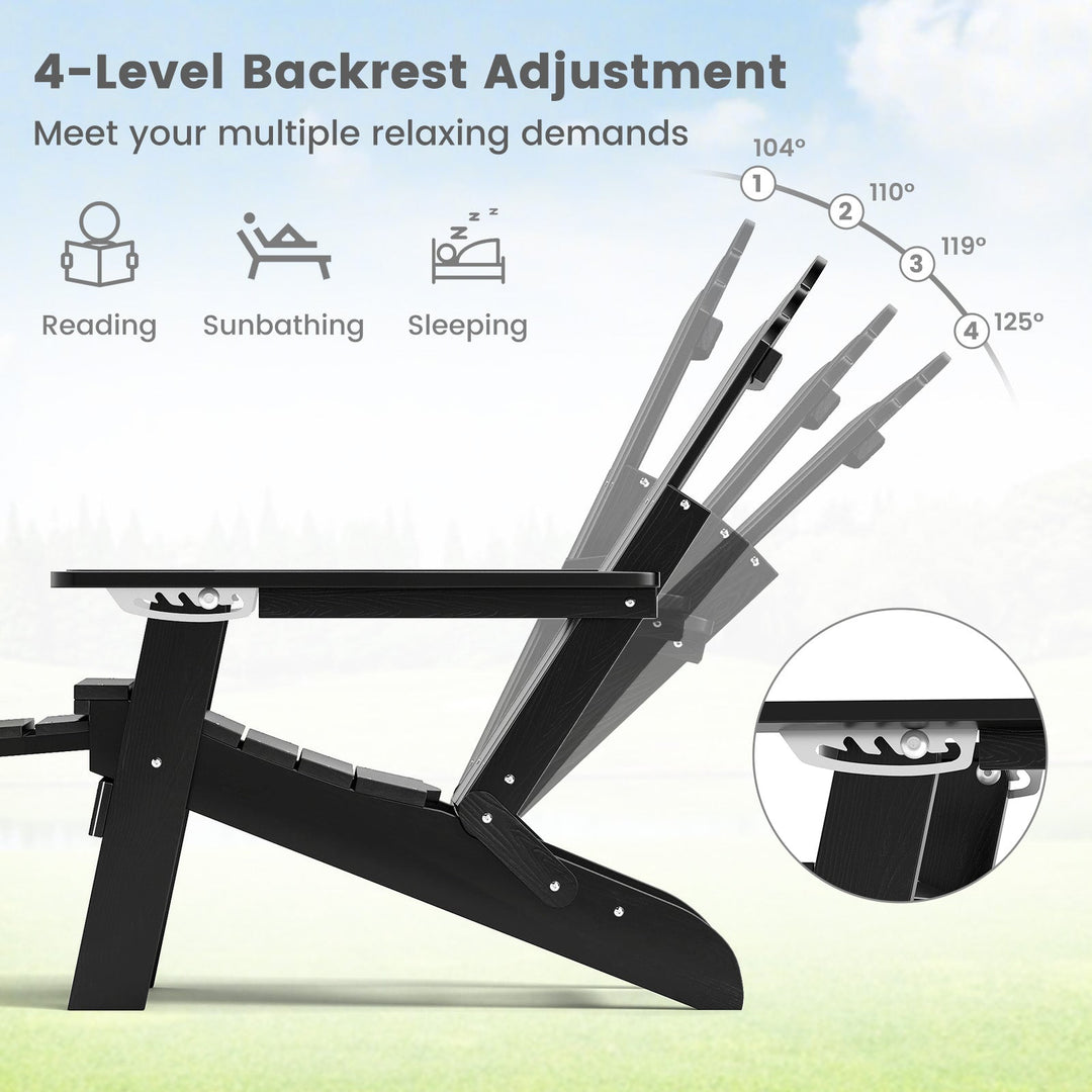 All-Weather HIPS Patio Adirondack Lounge Chair with Retractable Footrest