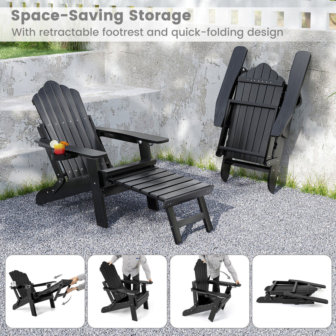All-Weather HIPS Patio Adirondack Lounge Chair with Retractable Footrest