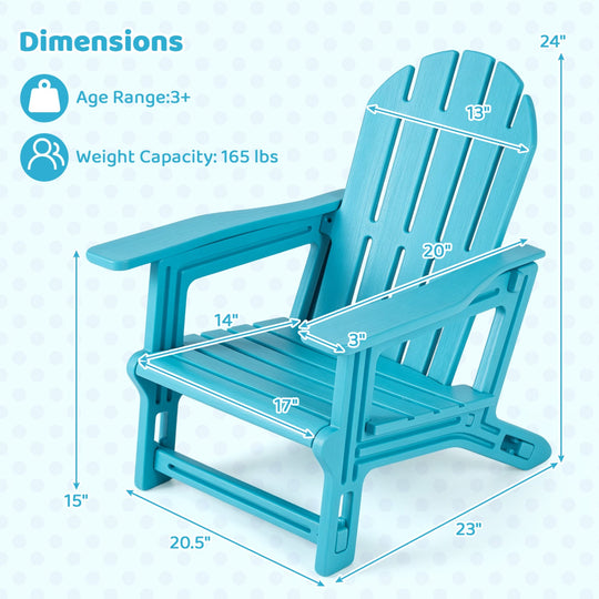 Kids Adirondack Chair All-Weather HDPE Outdoor Seating