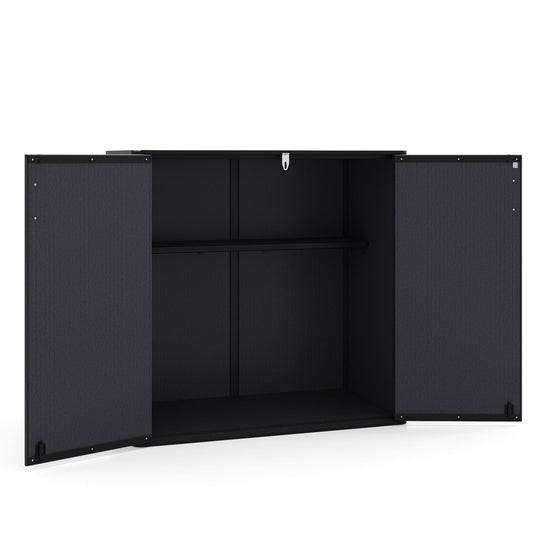 All-Weather Storage Box with Floor and Removable Shelf for Patio and Lawn