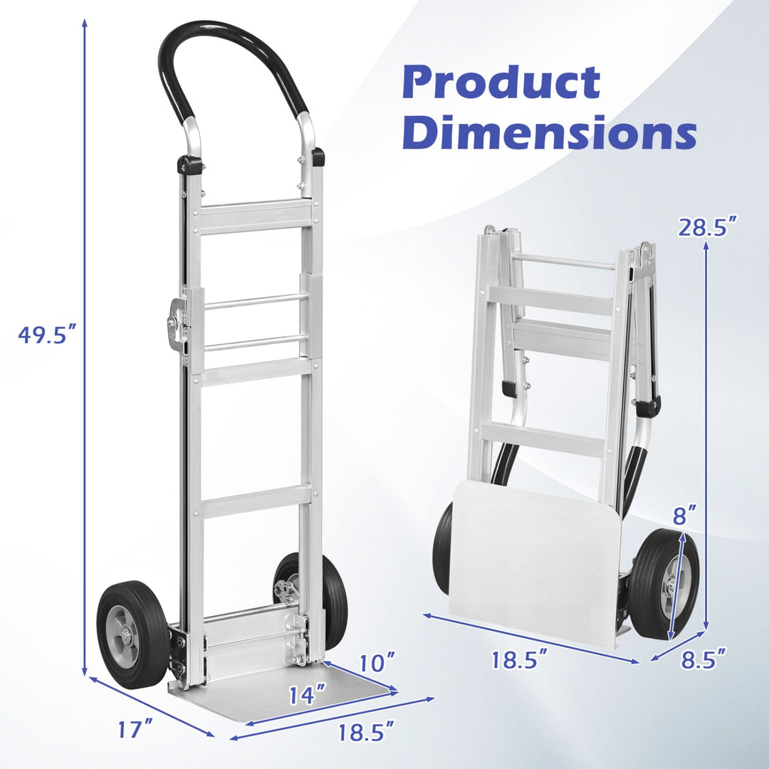 Aluminum Dolly Cart with 2 Rubber Wheels and Ergonomic Handle