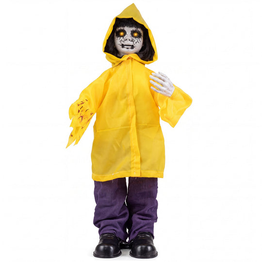 Animatronic Haunted Boy Prop with Light Up Eyes & Sound