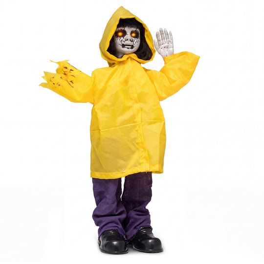 Animatronic Haunted Boy Prop with Light Up Eyes & Sound