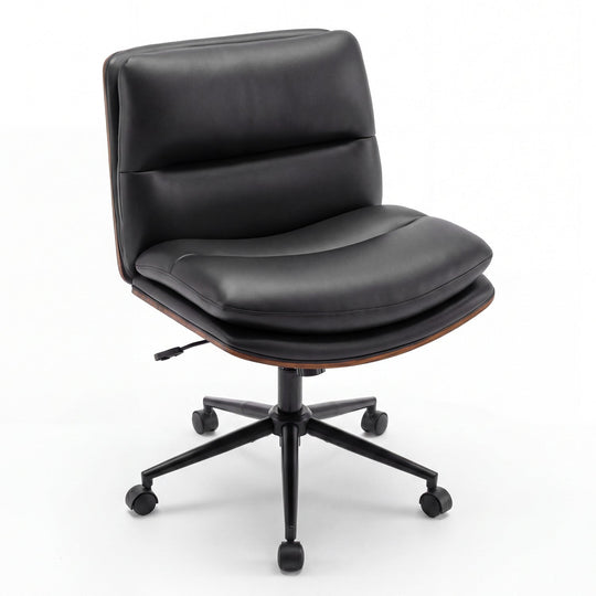 Armless Office Chair with Curved Backrest and Padded Seat