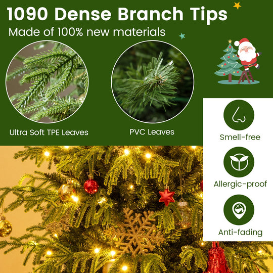 Artificial Christmas Tree with LED Lights and PVC Mixed Branch Tips