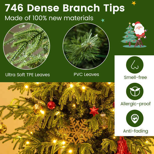 Artificial Christmas Tree with LED Lights and PVC Mixed Branch Tips