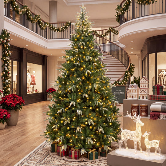 Artificial Christmas Tree with Full Branch Tips and Dual-Color LED Lights-9 Feet