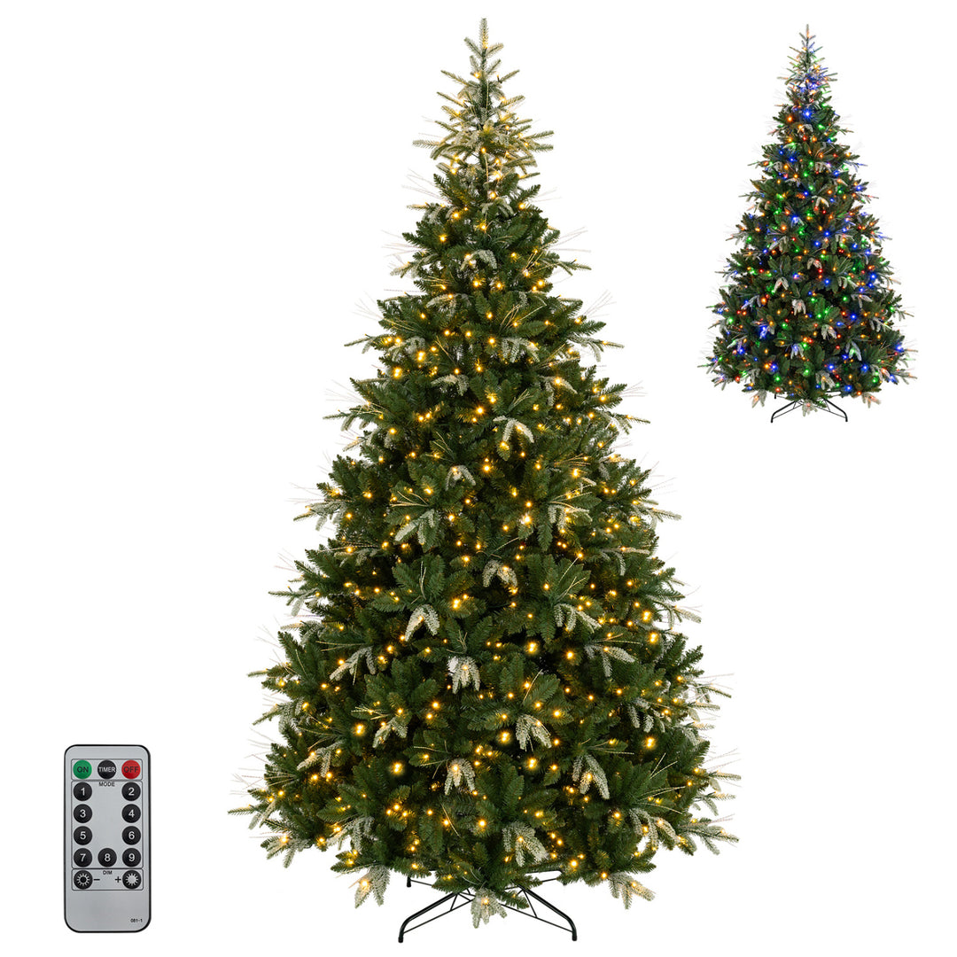 Artificial Christmas Tree with Full Branch Tips and Dual-Color LED Lights-9 Feet