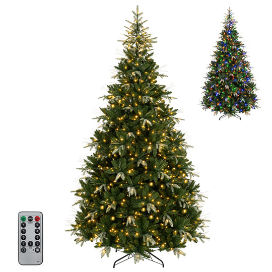 Artificial Christmas Tree with Full Branch Tips and Dual-Color LED Lights-9 Feet