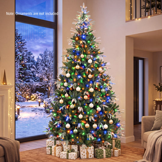 Artificial Christmas Tree with Full Branch Tips and Dual-Color LED Lights-9 Feet