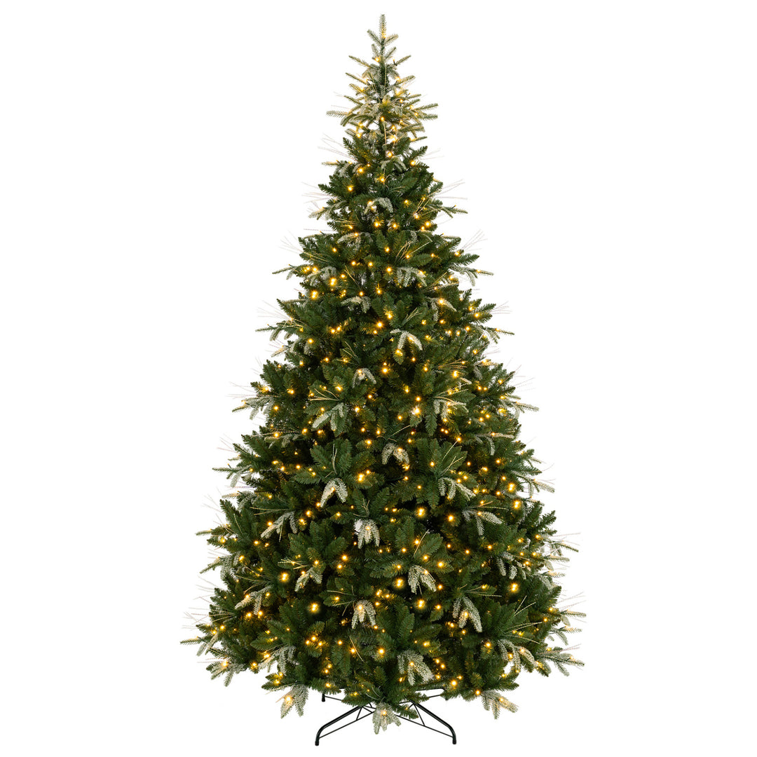 Artificial Christmas Tree with Full Branch Tips and Dual-Color LED Lights-9 Feet