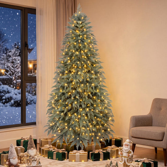 5 FT Artificial Christmas Tree with 406 Full Branch Tips and 245 Warm White LED Lights