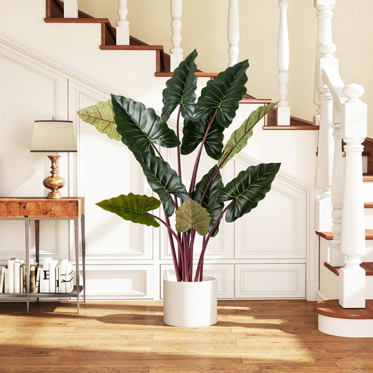 Artificial Rainbow Taro Tree 63" Tall with 11 Faux Leaves