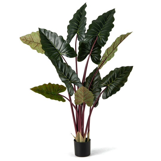 Artificial Rainbow Taro Tree 63" Tall with 11 Faux Leaves
