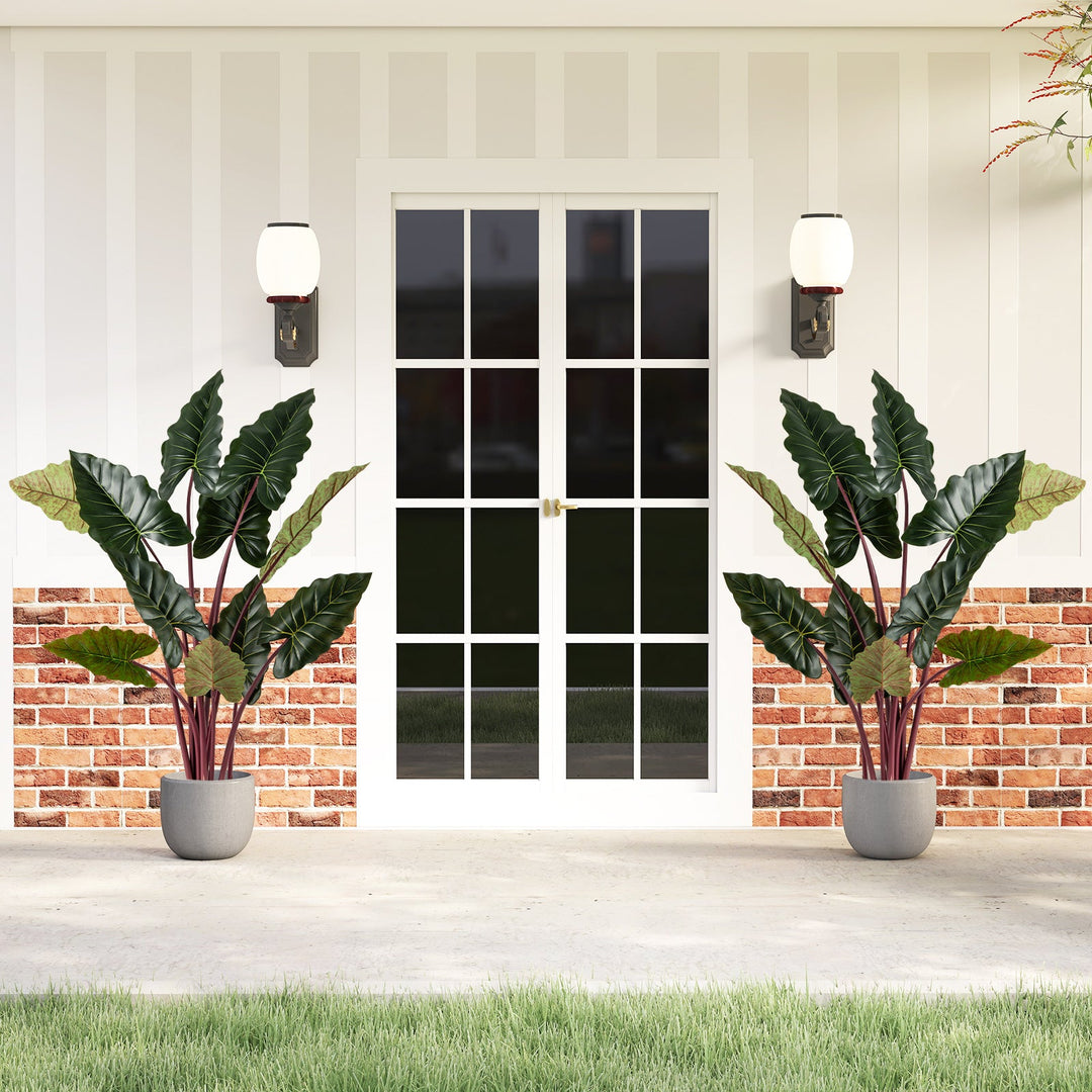 Artificial Rainbow Taro Tree 63" Tall with 11 Faux Leaves