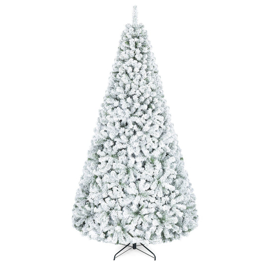 Snow-Flocked Artificial Christmas Tree 9 ft with Metal Stand