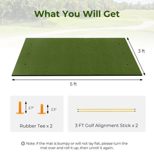 5 x 3 ft Artificial Turf Grass Practice Mat for Indoors and Outdoors