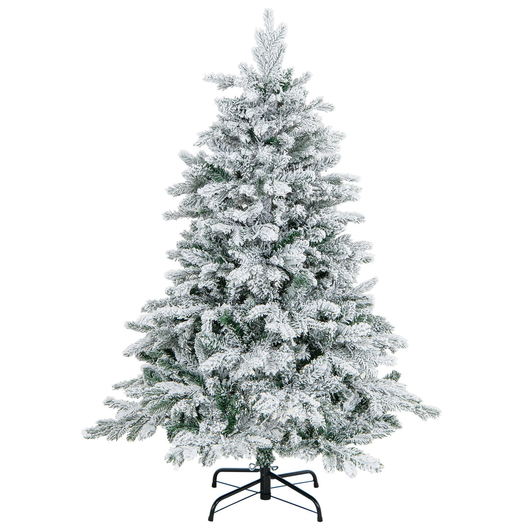 4.5/6/7 Feet Flocked Christmas Tree with Warm White LED Lights