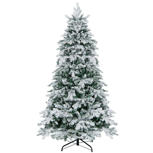 4.5/6/7 Feet Flocked Christmas Tree with Warm White LED Lights