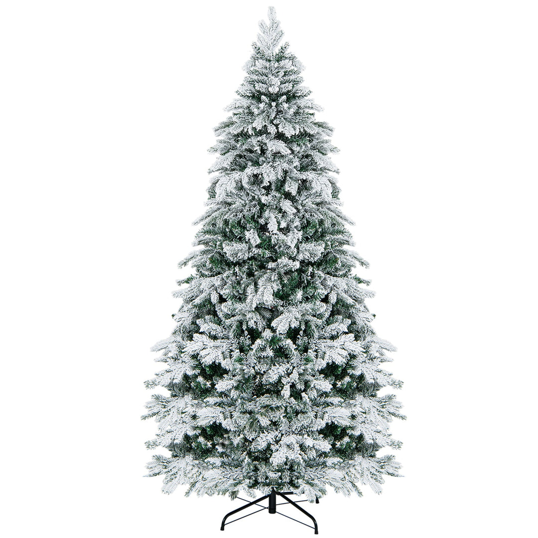 4.5/6/7 Feet Flocked Christmas Tree with Warm White LED Lights