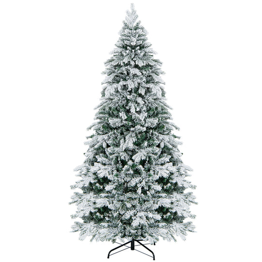 4.5/6/7 Feet Flocked Christmas Tree with Warm White LED Lights