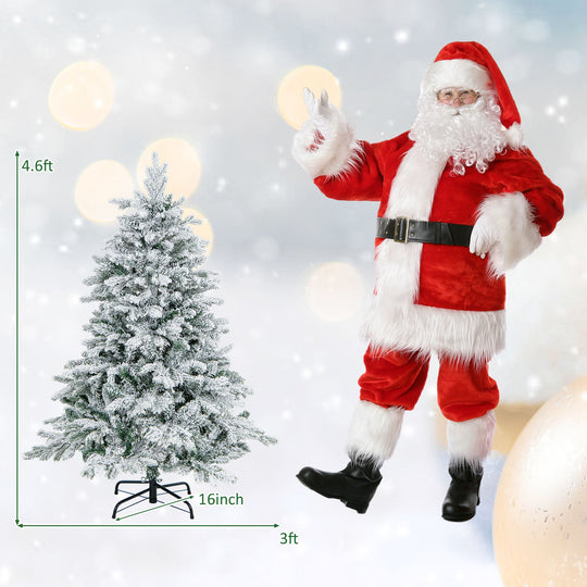 4.5/6/7 Feet Flocked Christmas Tree with Warm White LED Lights