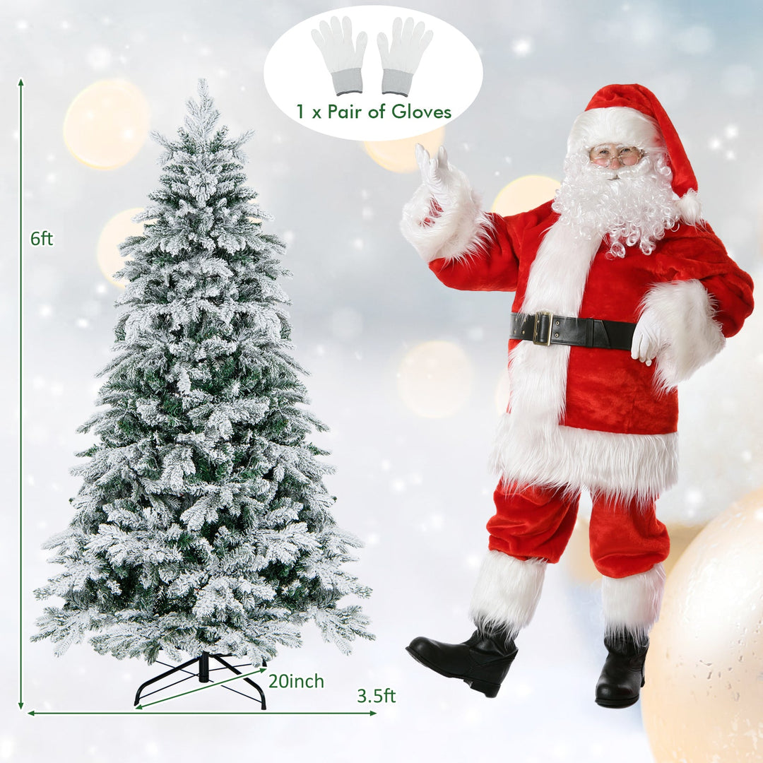 4.5/6/7 Feet Flocked Christmas Tree with Warm White LED Lights