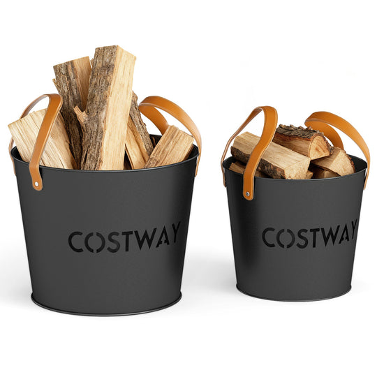 Ash Bucket Set of 2 Metal Coal Ash Can Set with 11.5 Gal and 8.5 Gal Bucket for Fireplace Fire Pits