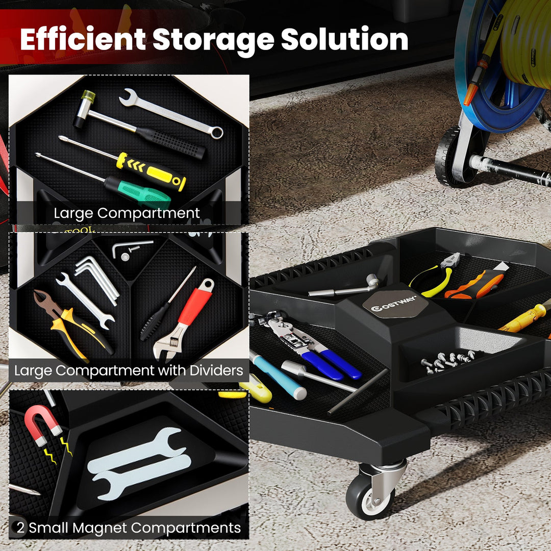 Automotive Rolling Tool Creeper with 4 Swivel Casters and 30 lbs Weight Capacity-Black